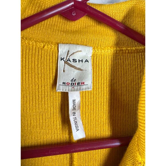 Kasha de Rodier Vintage Gold Yellow Knit Jacket Sweater Top Shirt *size missing* - Picture 2 of 4